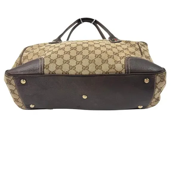GUCCI Princy Sherry GG Canvas Leather Shoulder Tote Bag Brown Authentic - Picture 9 of 16